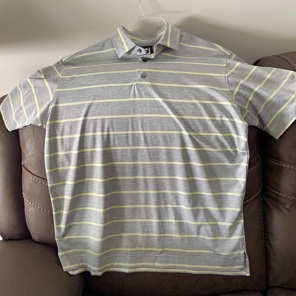 Foot Joy golf shirt, Large, grey and yellow. NWOT